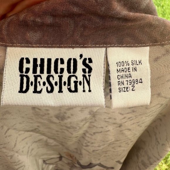 Chico's Design 100% Silk Tunic Top Asian Style Size 2 M/L - Picture 15 of 16
